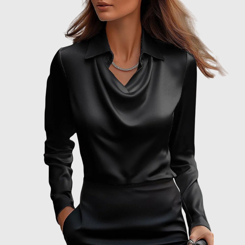 Ava™ Satin Drape Collar Blouse