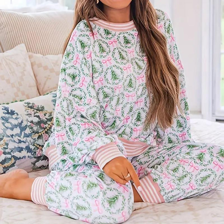 Elodie | Christmas Bow Loungewear Set