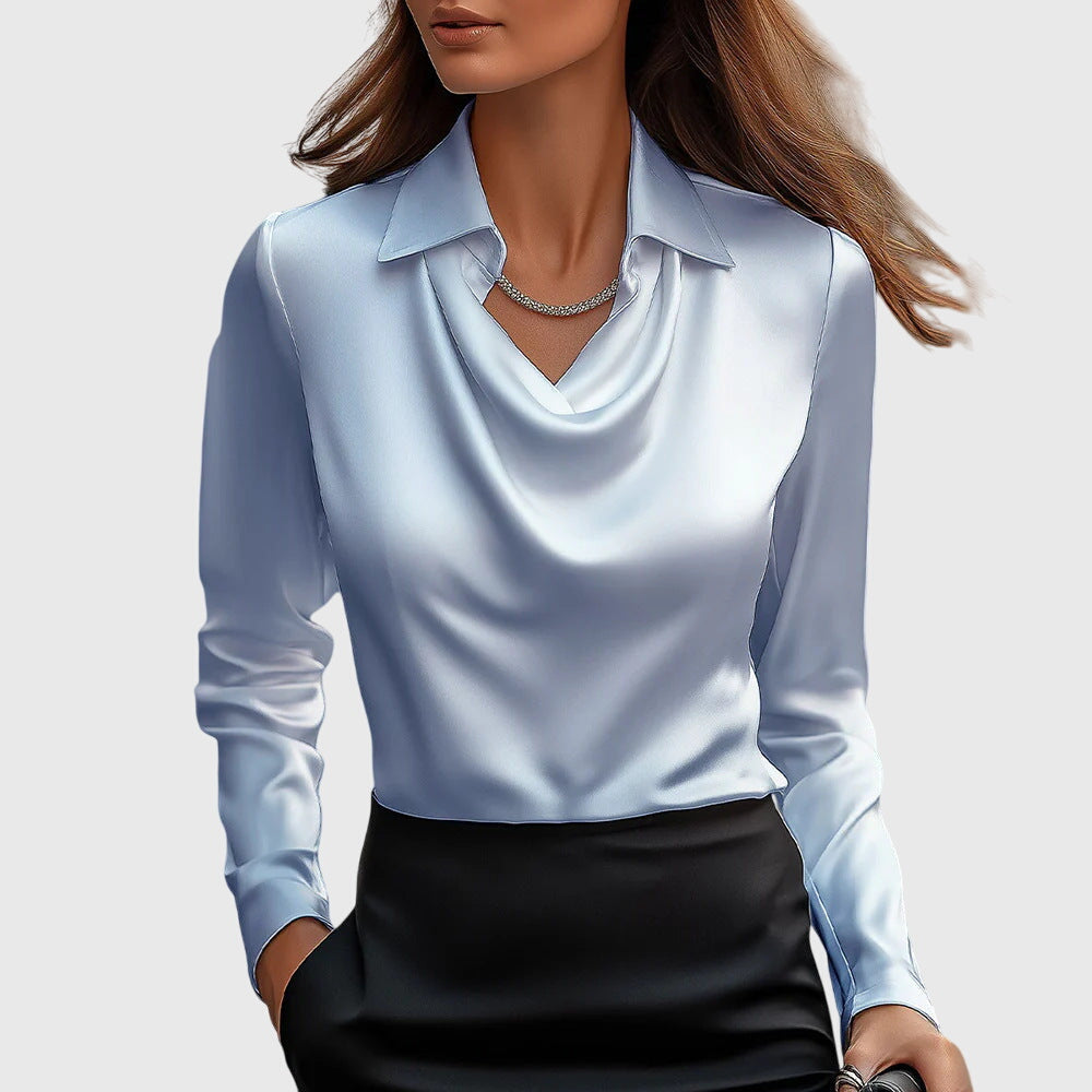 Ava™ Satin Drape Collar Blouse