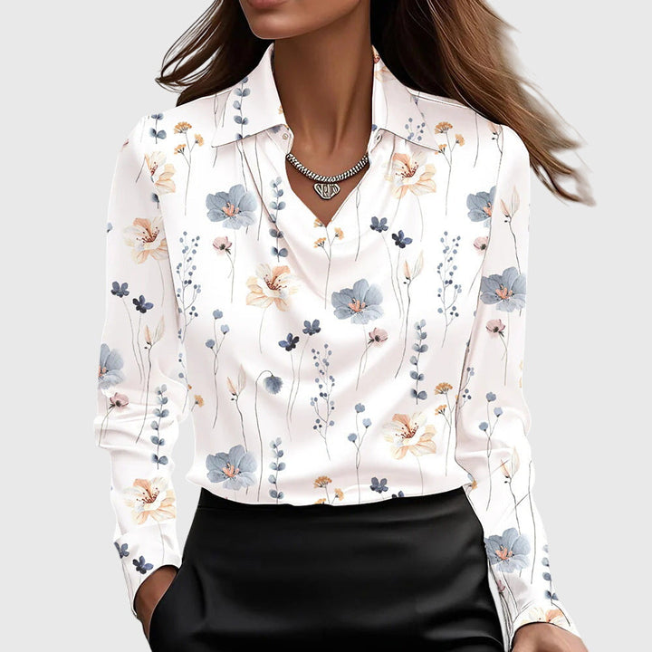Ava™ Satin Drape Collar Blouse