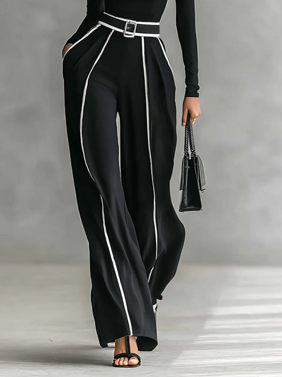 Catherine | High Neck Top & Wide Trousers Set