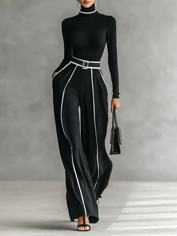 Catherine | High Neck Top & Wide Trousers Set