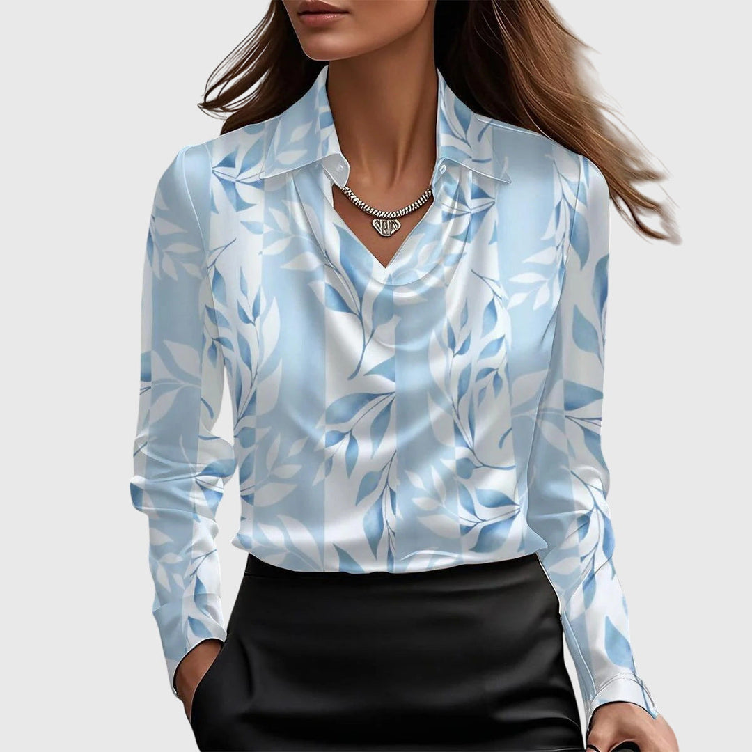 Ava™ Satin Drape Collar Blouse