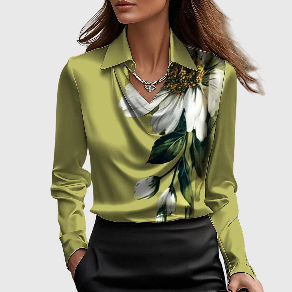 Ava™ Satin Drape Collar Blouse