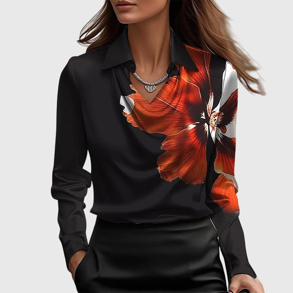Ava™ Satin Drape Collar Blouse